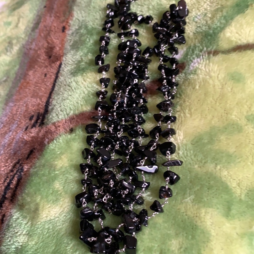 48” Gorgeous Black Spinel chip necklace